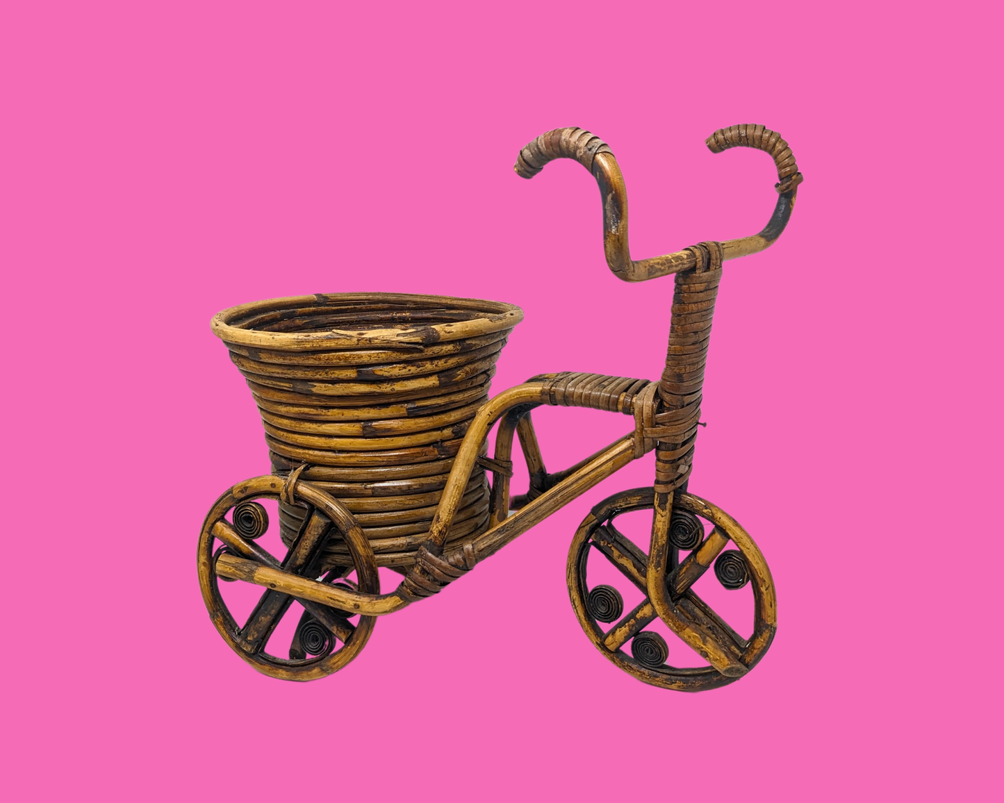 Vintage 1990's Wicker Bicycle Plant Holder