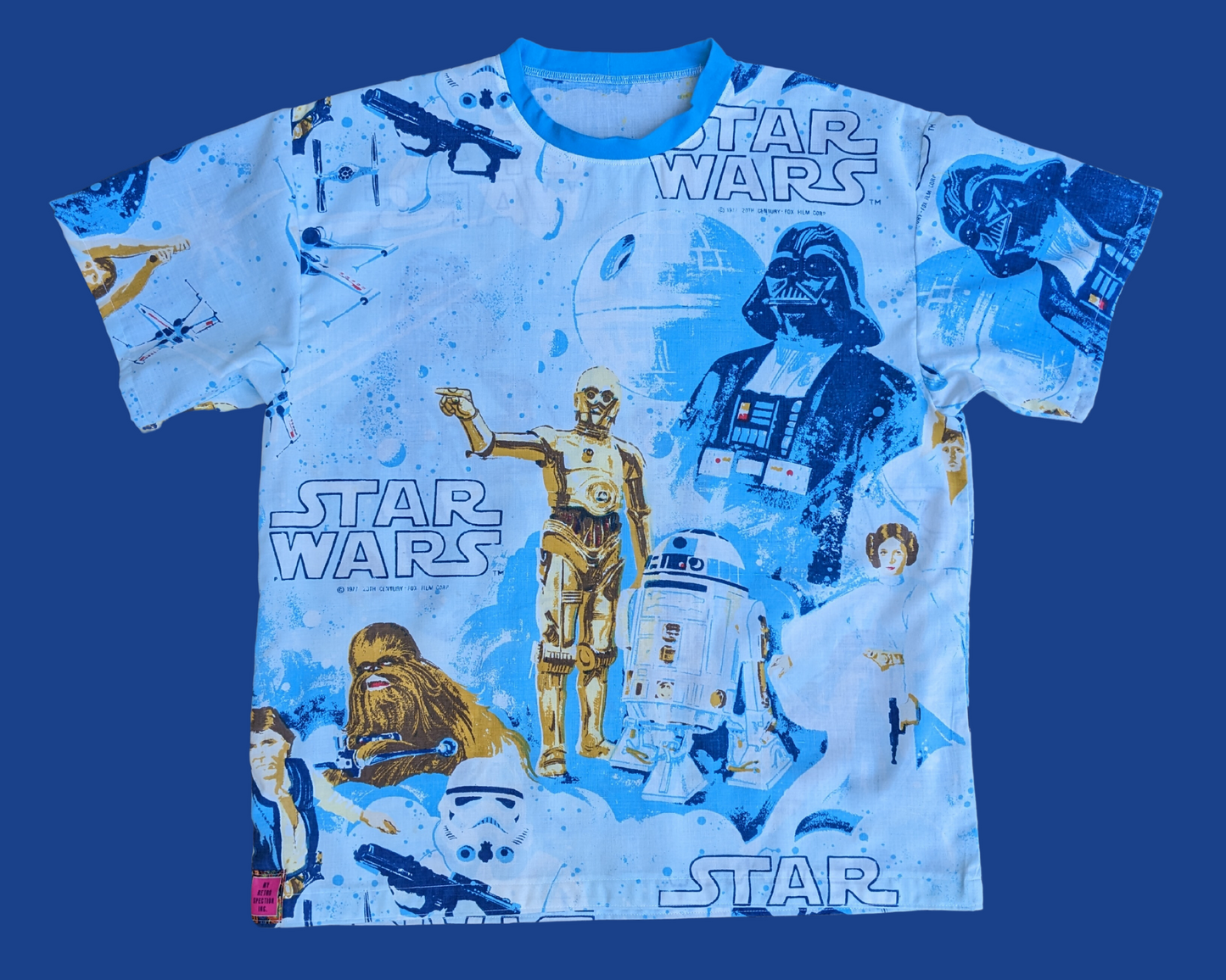 Handmade, Upcycled Vintage 1977 Star Wars, A New Hope Bedsheet T-Shirt Oversized XS - Fits Like A Size M