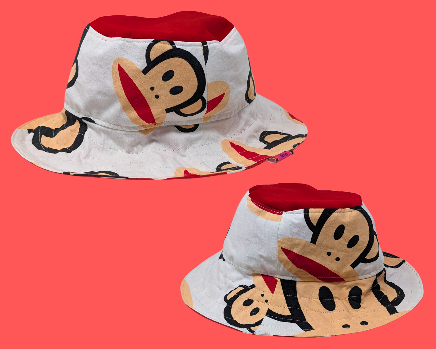 Handmade and Upcycled Paul Frank, Monkey Bedsheet Reversible Bucket Hat