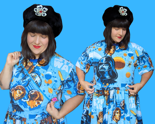 Handmade, Upcycled Vintage 1970's Star Wars Bedsheet T-Shirt Dress Fits S-M-L-XL with Matching Fanny Pack