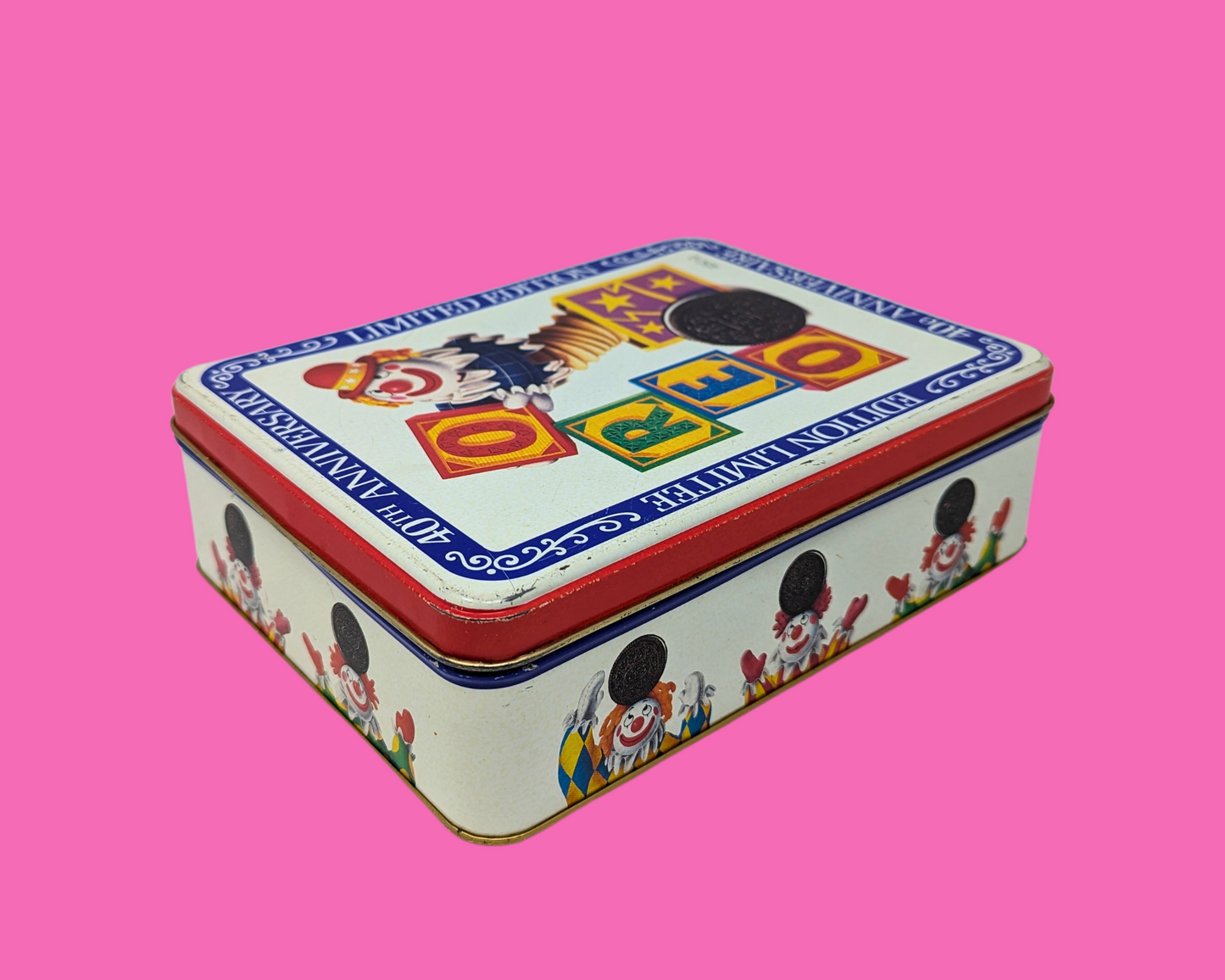 Vintage 1980's Oreo Cookies 40th Anniversary Clown Tin Box