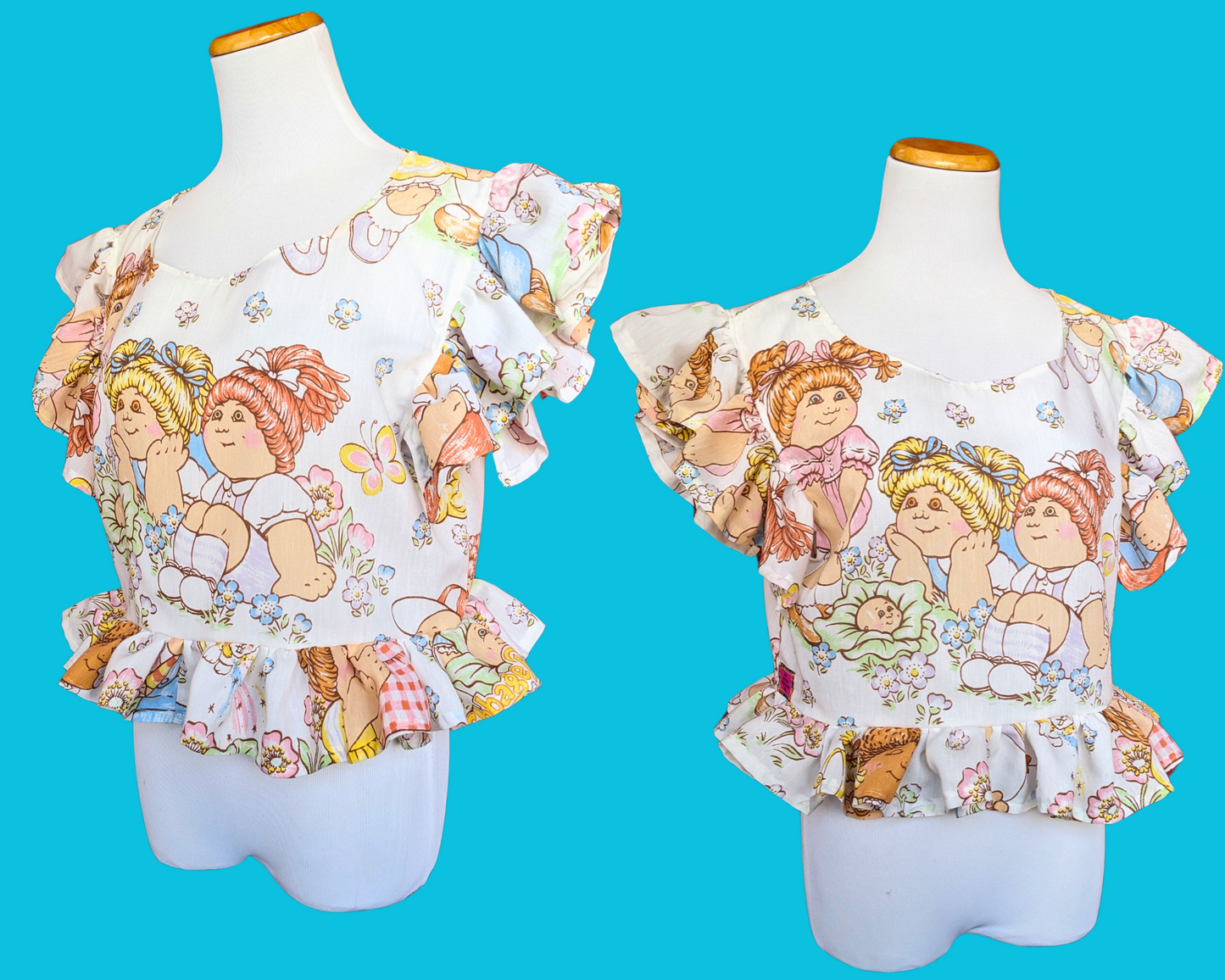 Handmade, Upcycled Cabbage Patch Kids Bedsheet Crop Top Size M