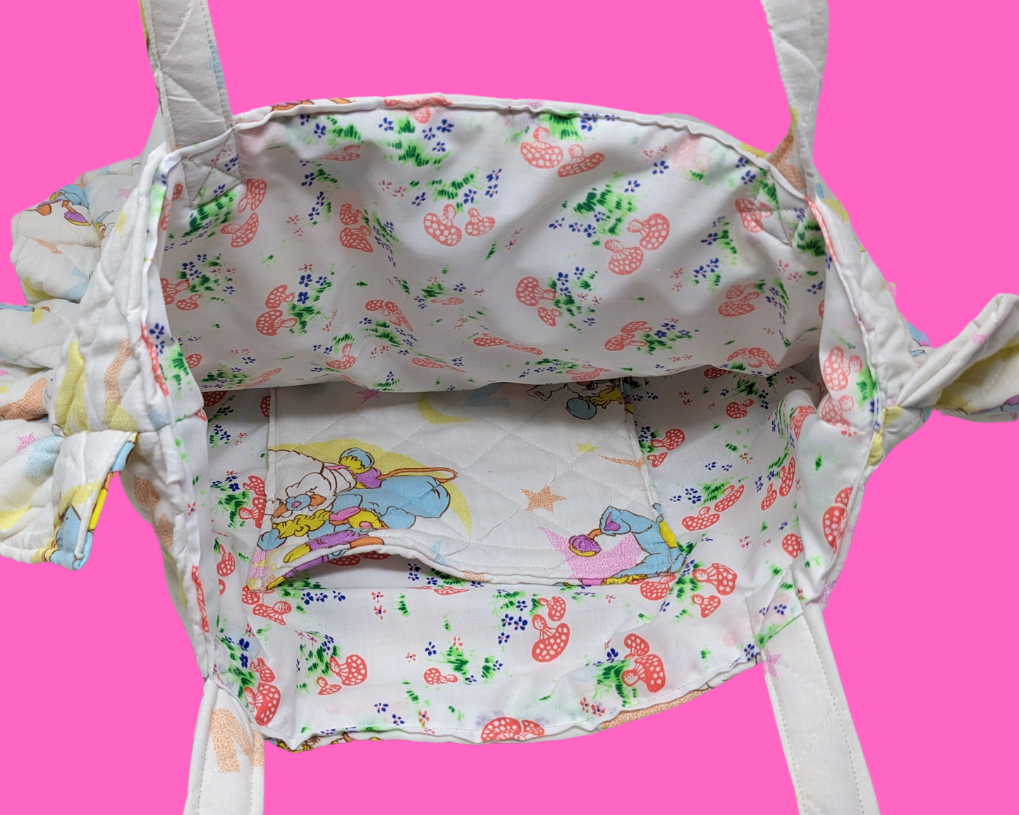 Handmade, Upcycled The Popples Bedsheet Tote Bag