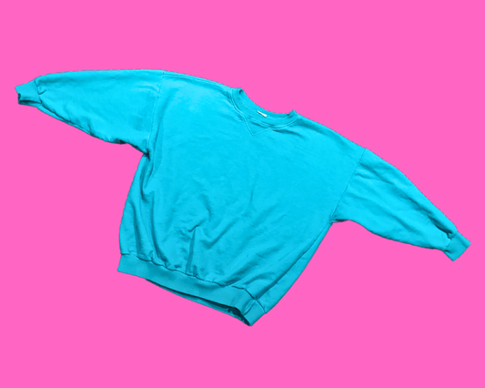 Vintage 1990's Turquoise Au Coton Crewneck Size L