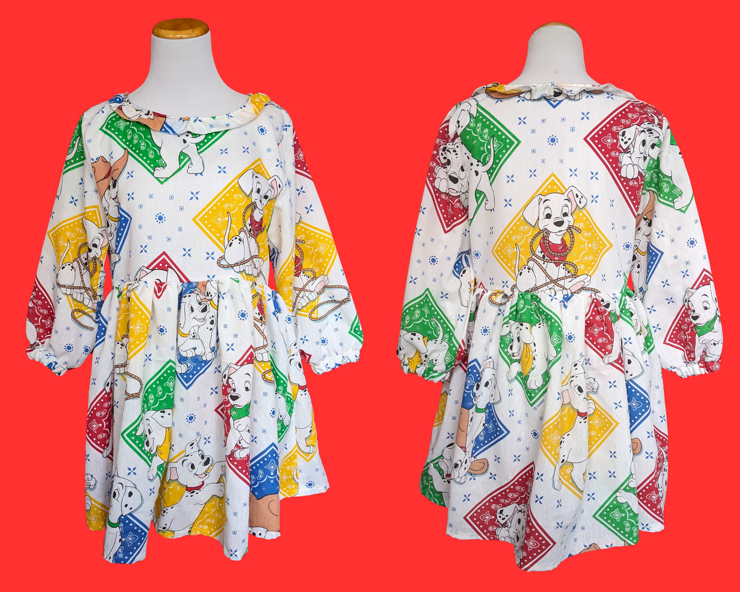 Handmade, Upcycled Walt Disney's 101 Dalmatians Bedsheet Dress Size S