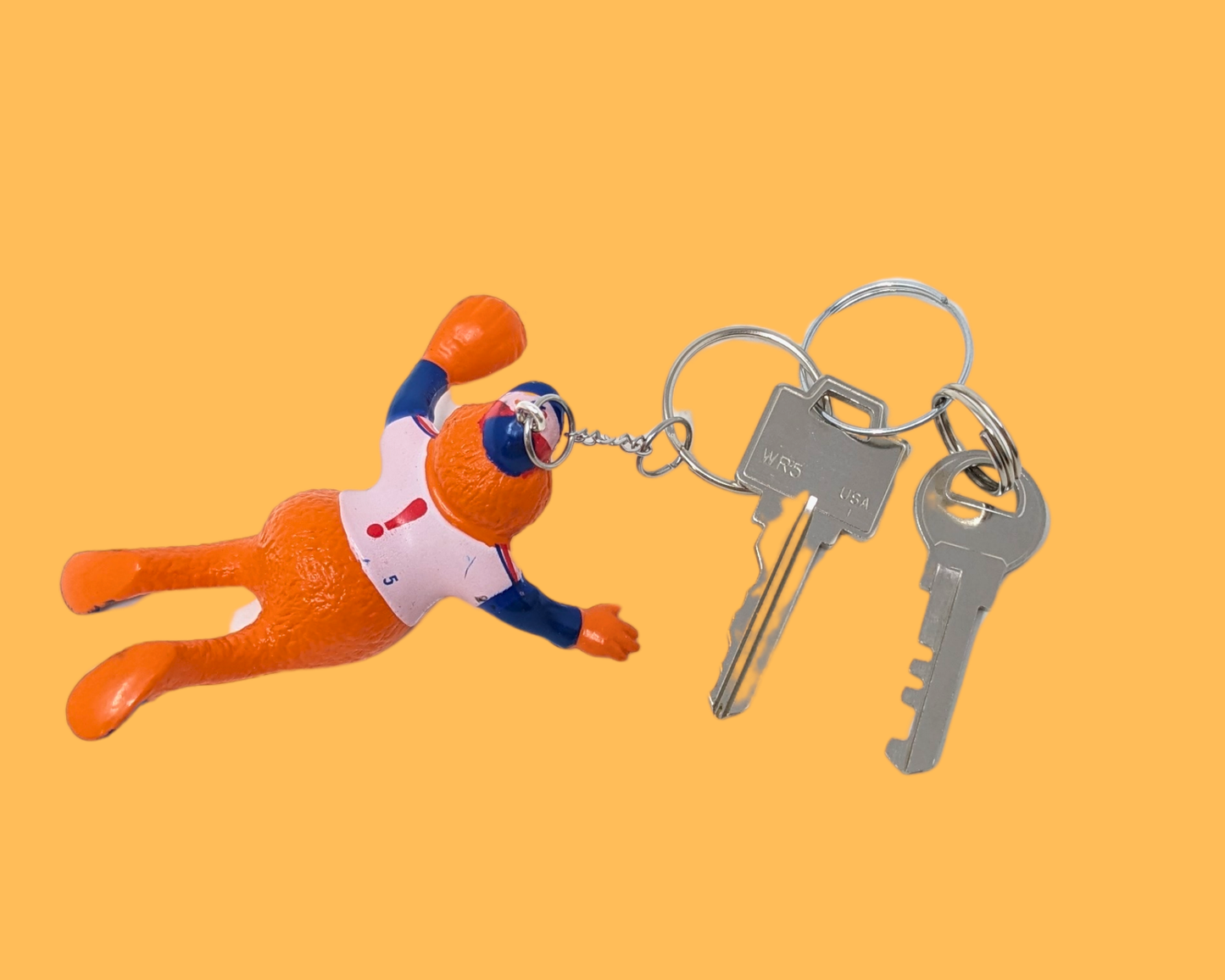 Handmade, Upcycled Montreal Expos Youppi! Mascott Toy Keychain