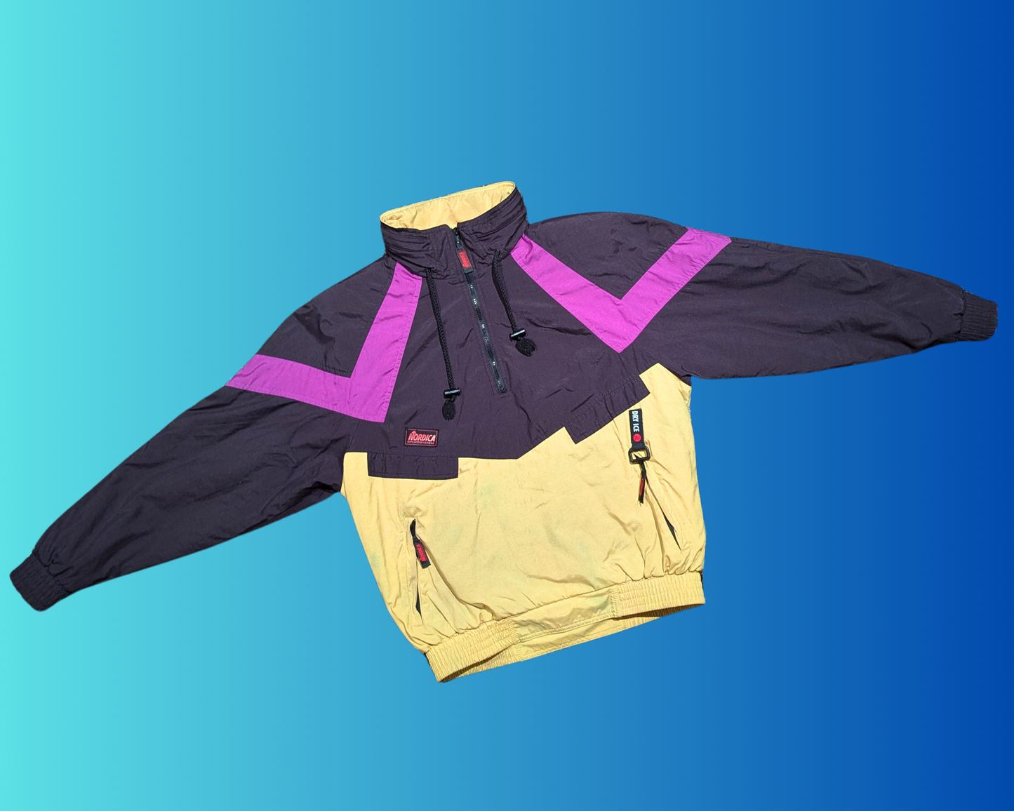 Vintage 1990's Black, Purple and Yellow, Nordica, Funky Fleece Size L