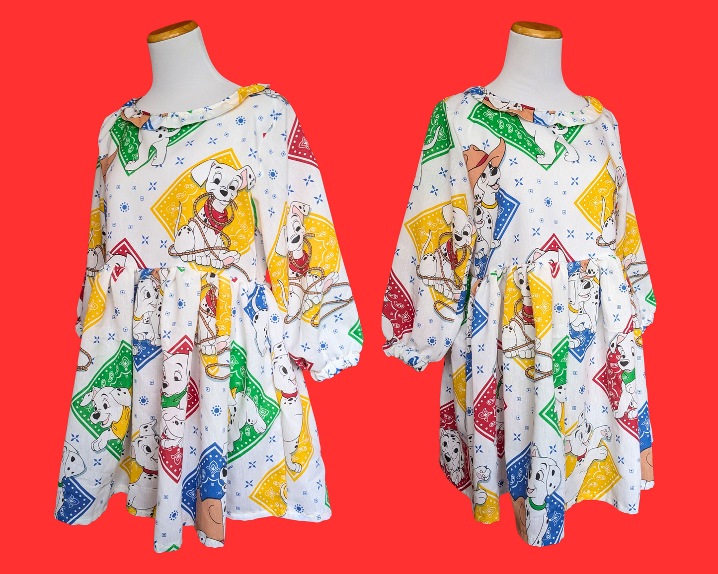 Handmade, Upcycled Walt Disney's 101 Dalmatians Bedsheet Dress Size S