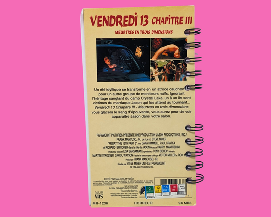 Friday The 13th Chapter III French Version VHS Movie Notebook