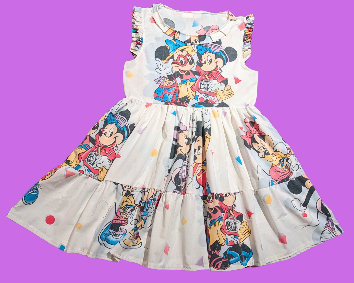 Handmade, Upcycled Walt Disney's Mickey Mouse and Minnie Mouse on Vacation Size M