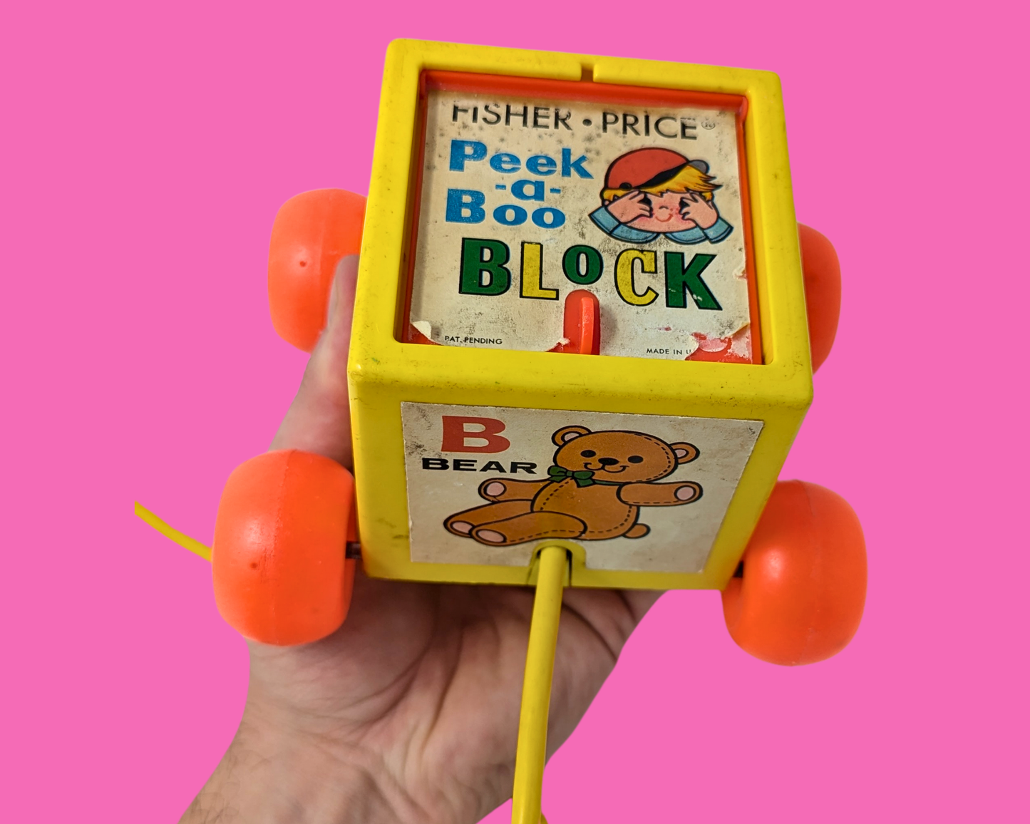 Vintage 1970 Fisher Price Peek-a-Boo Block Toy