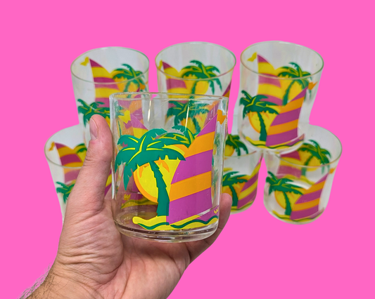 Vintage 1980's Set of 8 Kitsch Plastic Cocktail Glasses, Sold Together