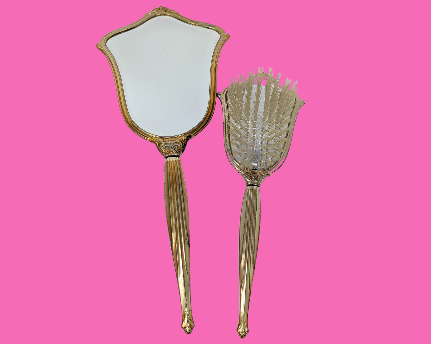 Vintage 1950's Hand Mirror and Hair Brush Set