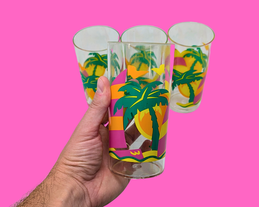 Vintage 1980's Set of 4 Kitsch Plastic Cocktail Glasses, Sold Together