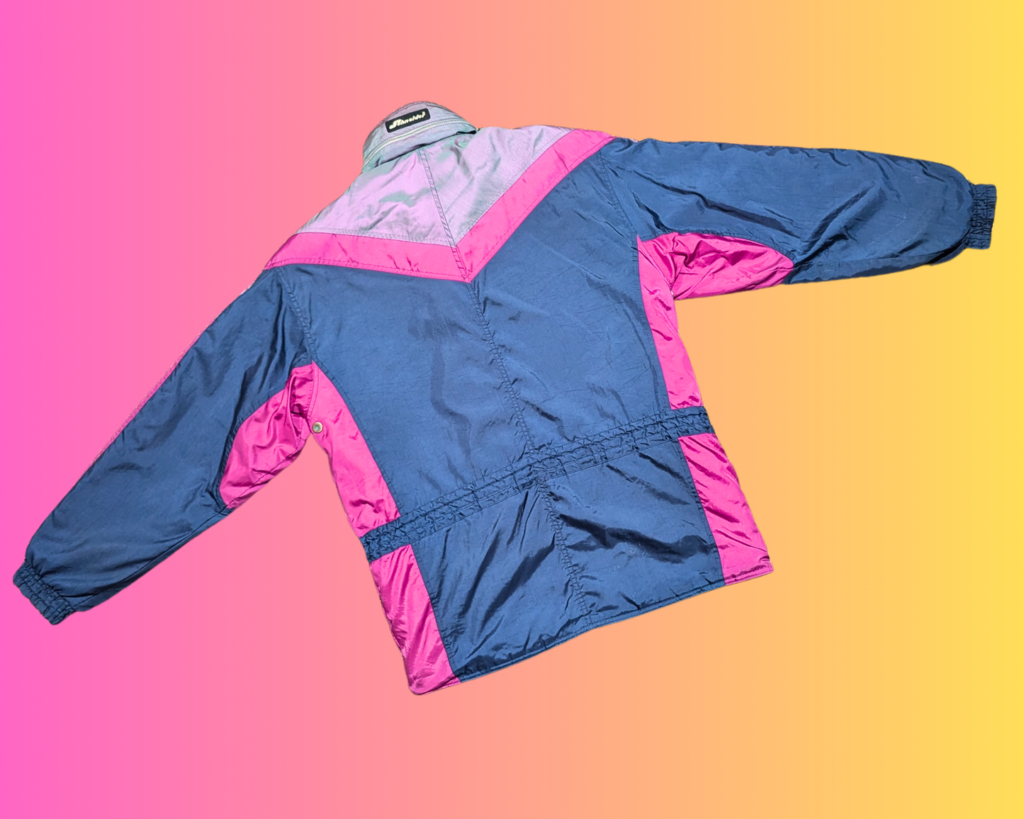 Vintage 1990's Dark Blue, Pink and Gray Winter Jacket by Schneider Size L