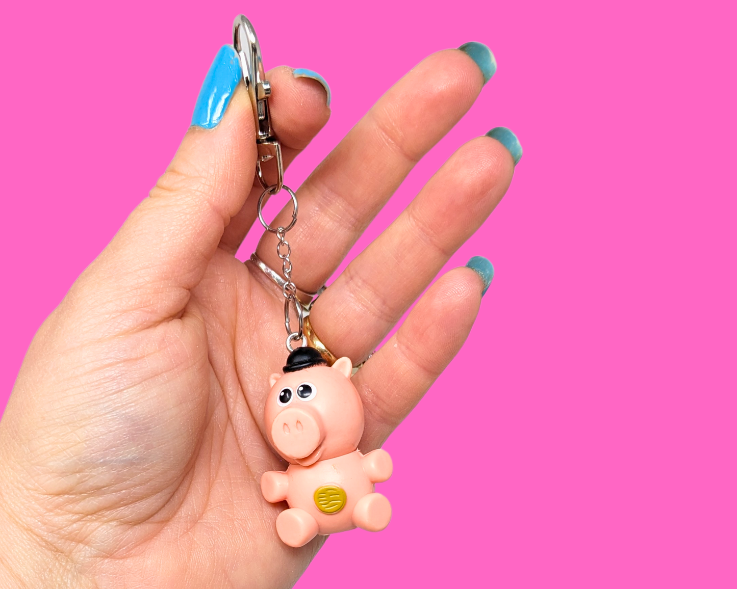 Handmade, Upcycled Toy Story Hamm Toy Keychain