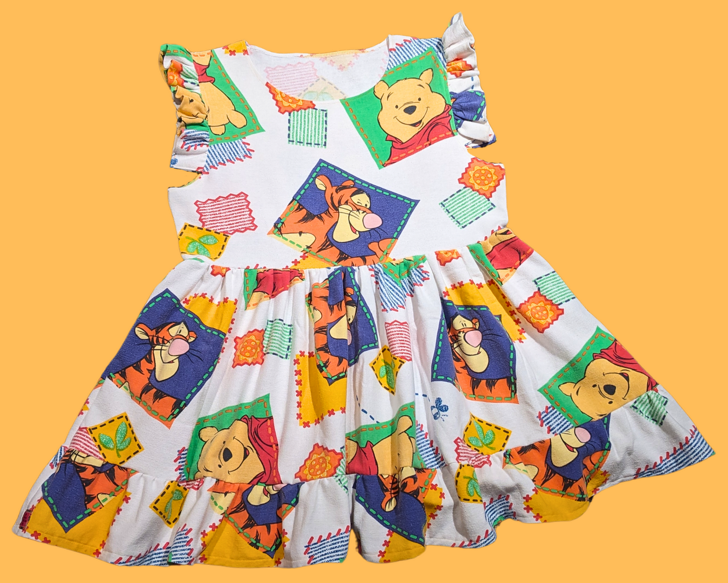 Handmade, Upcycled Walt Disney's Winnie the Pooh Flannel Bedsheet Dress Size L