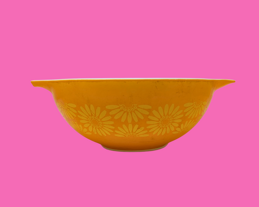 Vintage 1960's Orange and Yellow Floral Pyrex Bowl