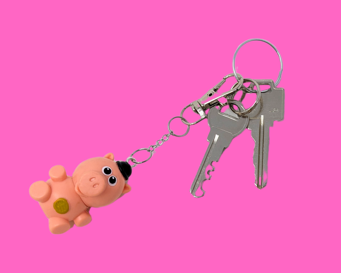 Handmade, Upcycled Toy Story Hamm Toy Keychain