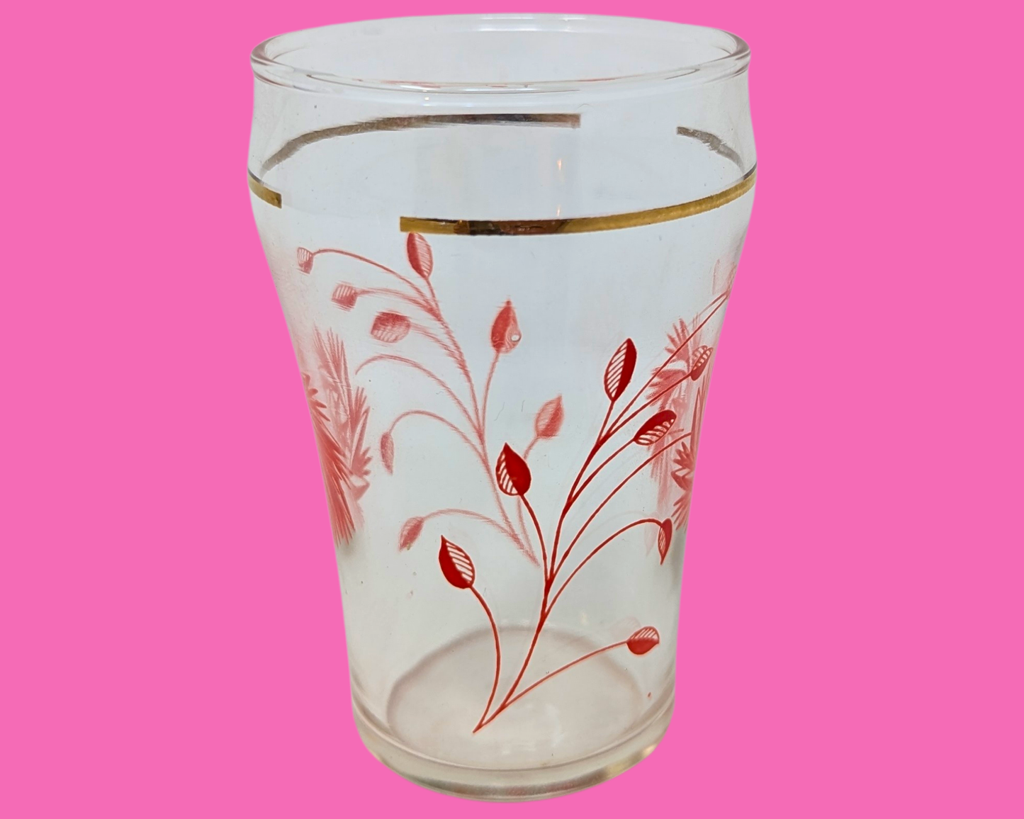 Vintage 1980's Small Floral Glass