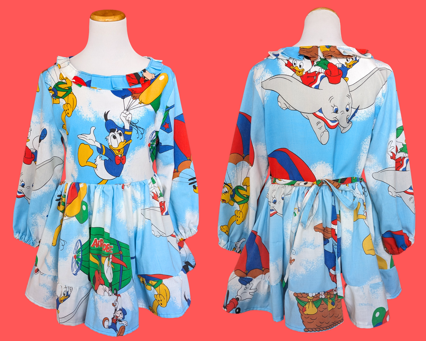 Handmade, Upcycled Vintage 1990's Mickey Mouse and Friends Disney Dress Fits Size S