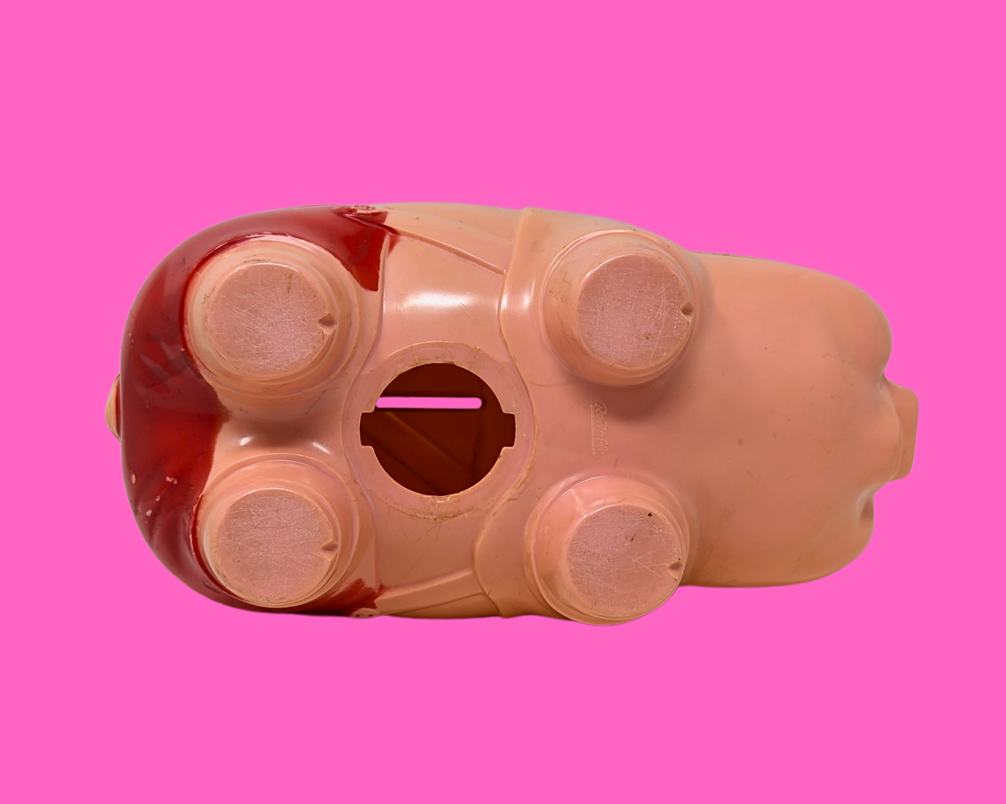 Vintage 1960's Pink, Plastic Piggy Bank, No Cap