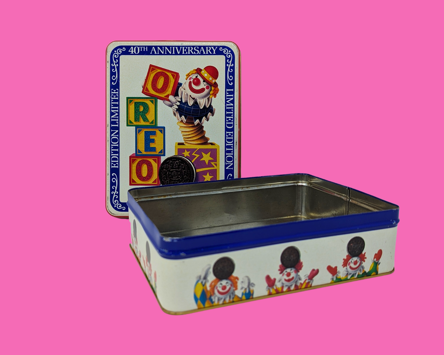 Vintage 1980's Oreo Cookies 40th Anniversary Clown Tin Box