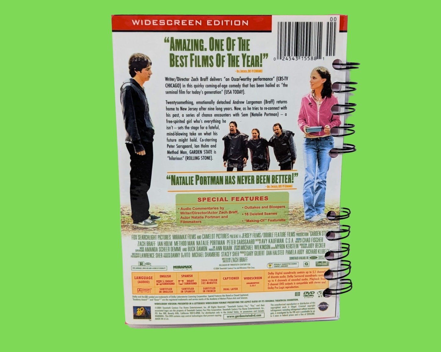 Garden State DVD Movie Notebook