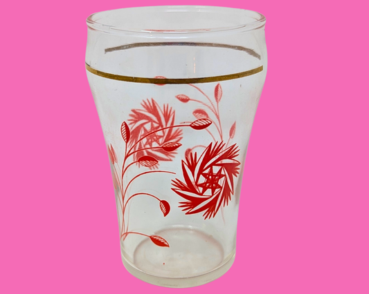 Vintage 1980's Small Floral Glass