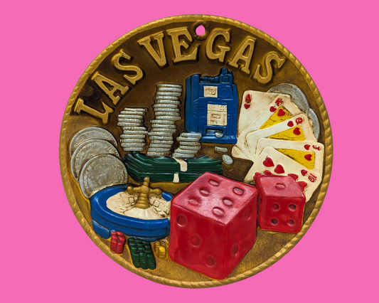 Vintage 1980's Kitsch Las Vegas Plaster Decorative Plate