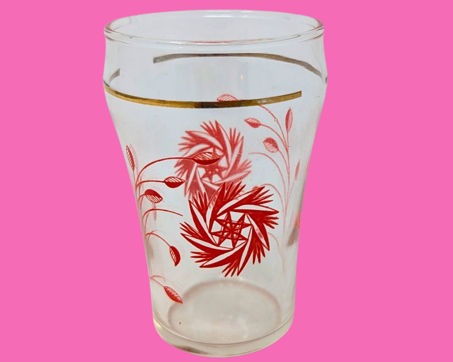 Vintage 1980's Small Floral Glass