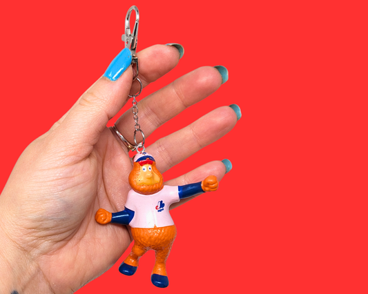 Handmade, Upcycled Montreal Expos Youppi! Mascott Toy Keychain
