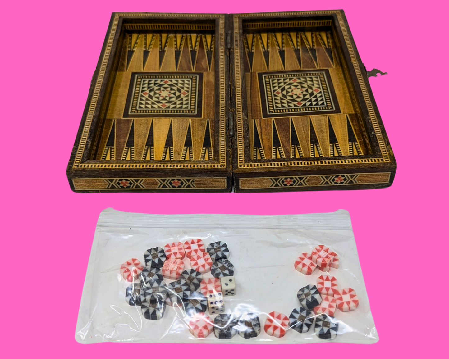 Vintage 1980's Backgammon and Checkers Portable Game