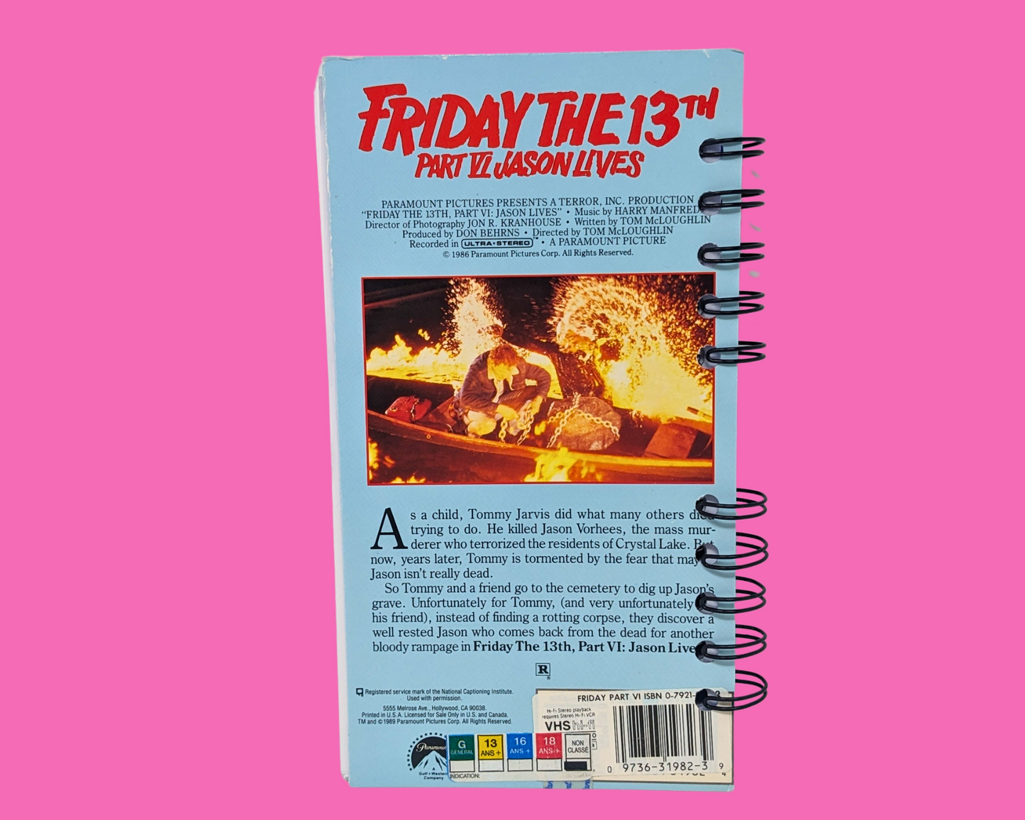 Friday The 13th Part VI Jason Lives VHS Movie Notebook