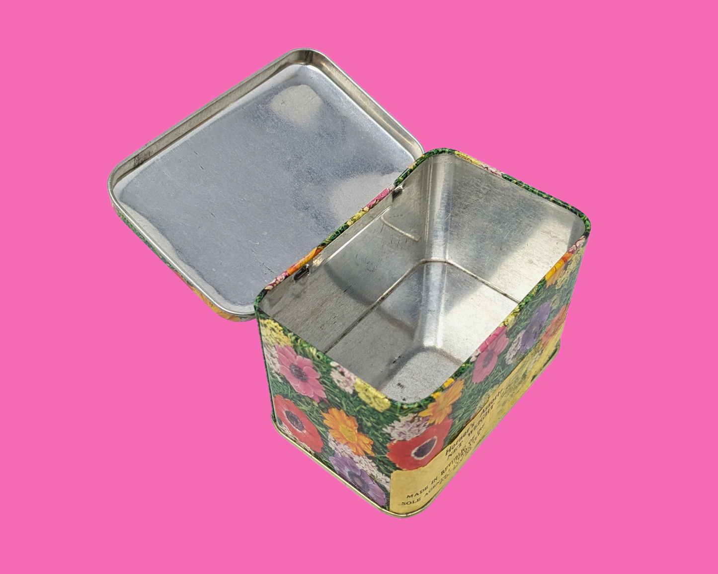 Vintage 1960's Small Floral Tin Box Made in Ireland