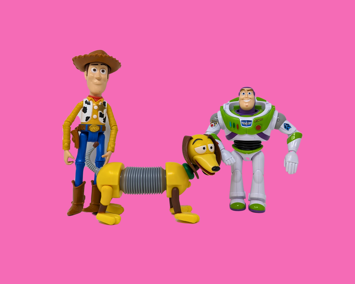 Vintage 1990's Toy Story Woody, Buzz Lightyear and Slinky Toys