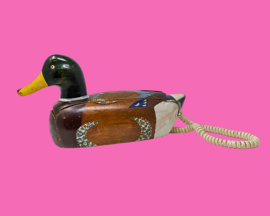 Vintage 1970's Super Kitsch Wooden Duck Phone