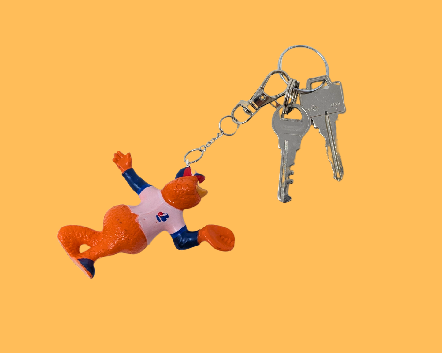 Handmade, Upcycled Montreal Expos Youppi! Mascott Toy Keychain