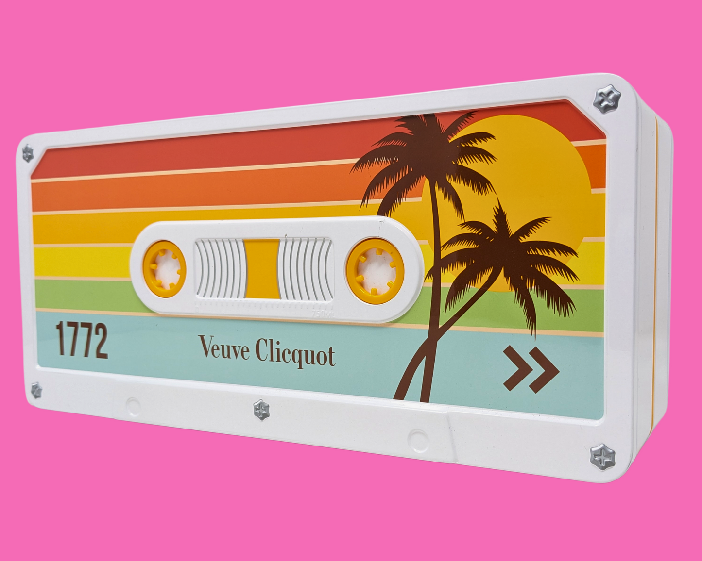 Collectible Veuve Clicquot Champagne Cassette Shaped Metal Box