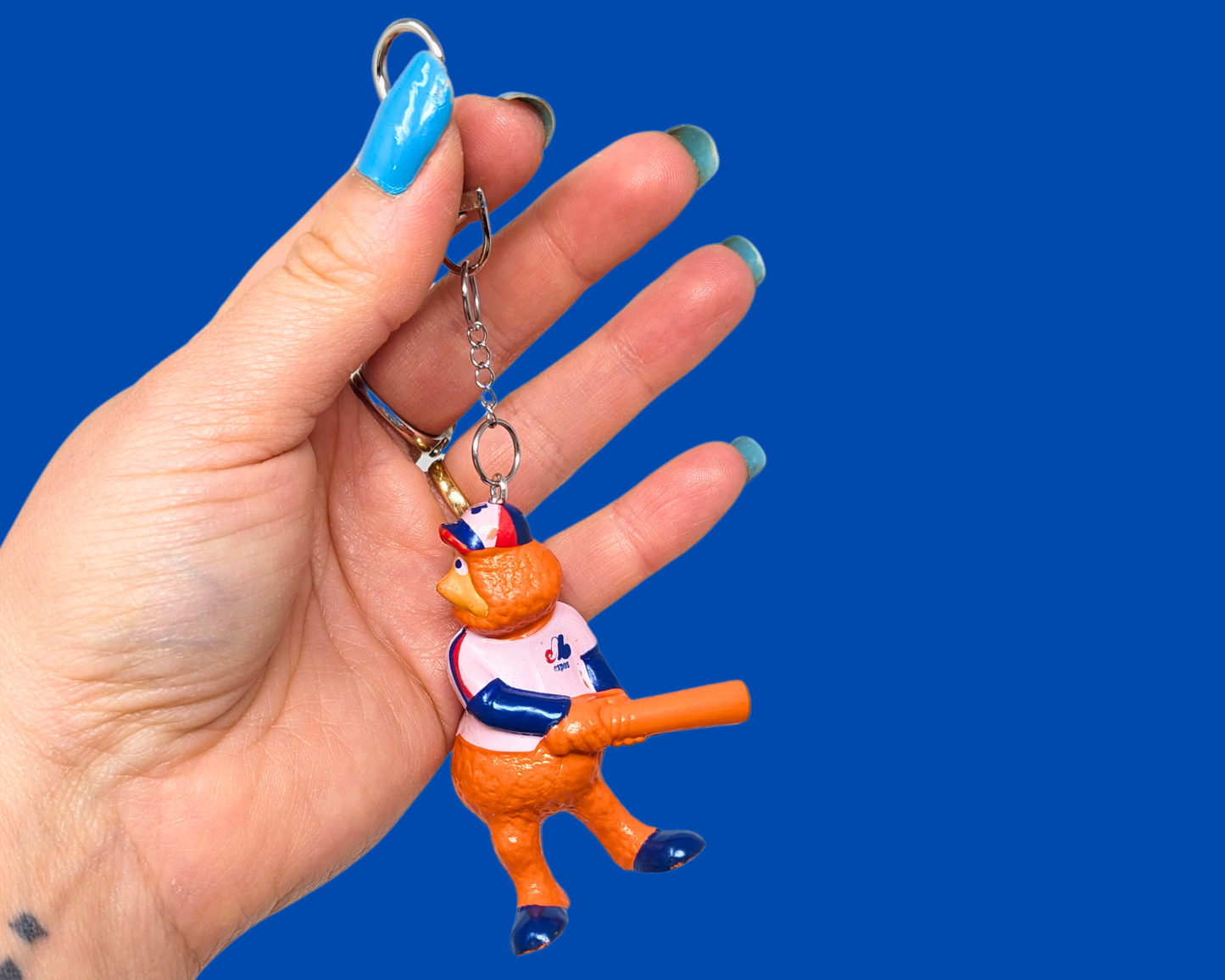 Handmade, Upcycled Montreal Expos Youppi! Mascott Toy Keychain