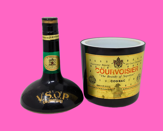 Vintage 1980's Courvoisier The Brandy of Napoleon Cognac Plastic Ice Bucket + Ice Tongs