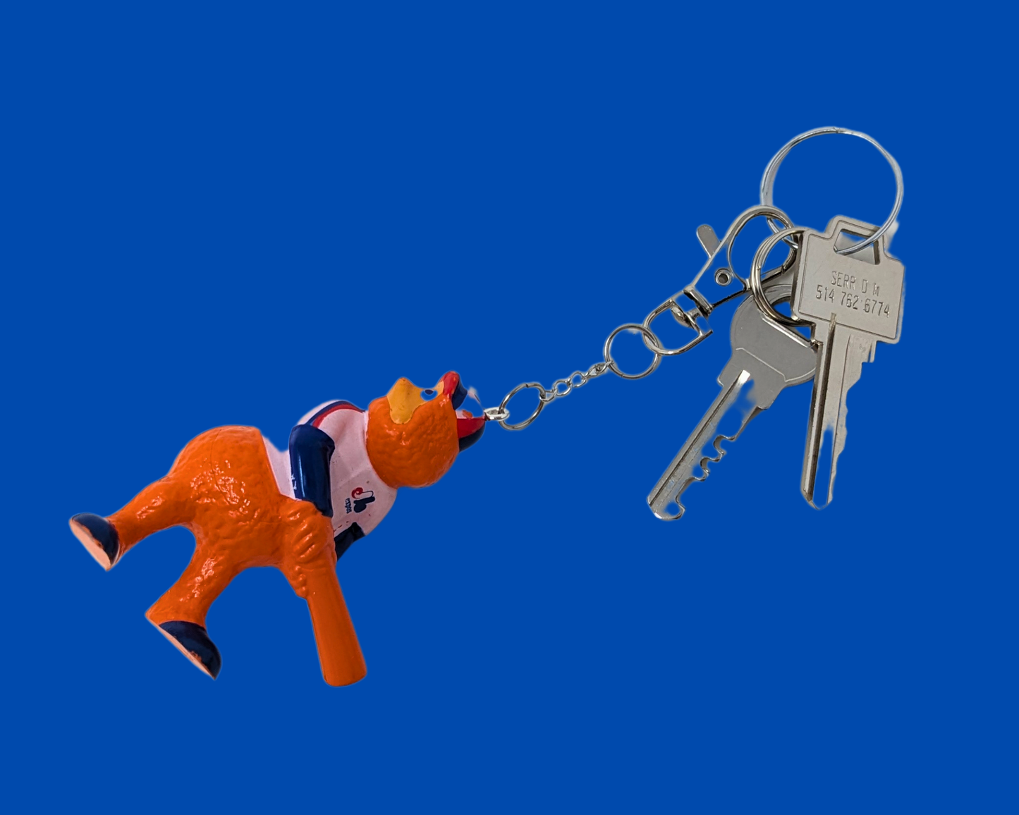 Handmade, Upcycled Montreal Expos Youppi! Mascott Toy Keychain