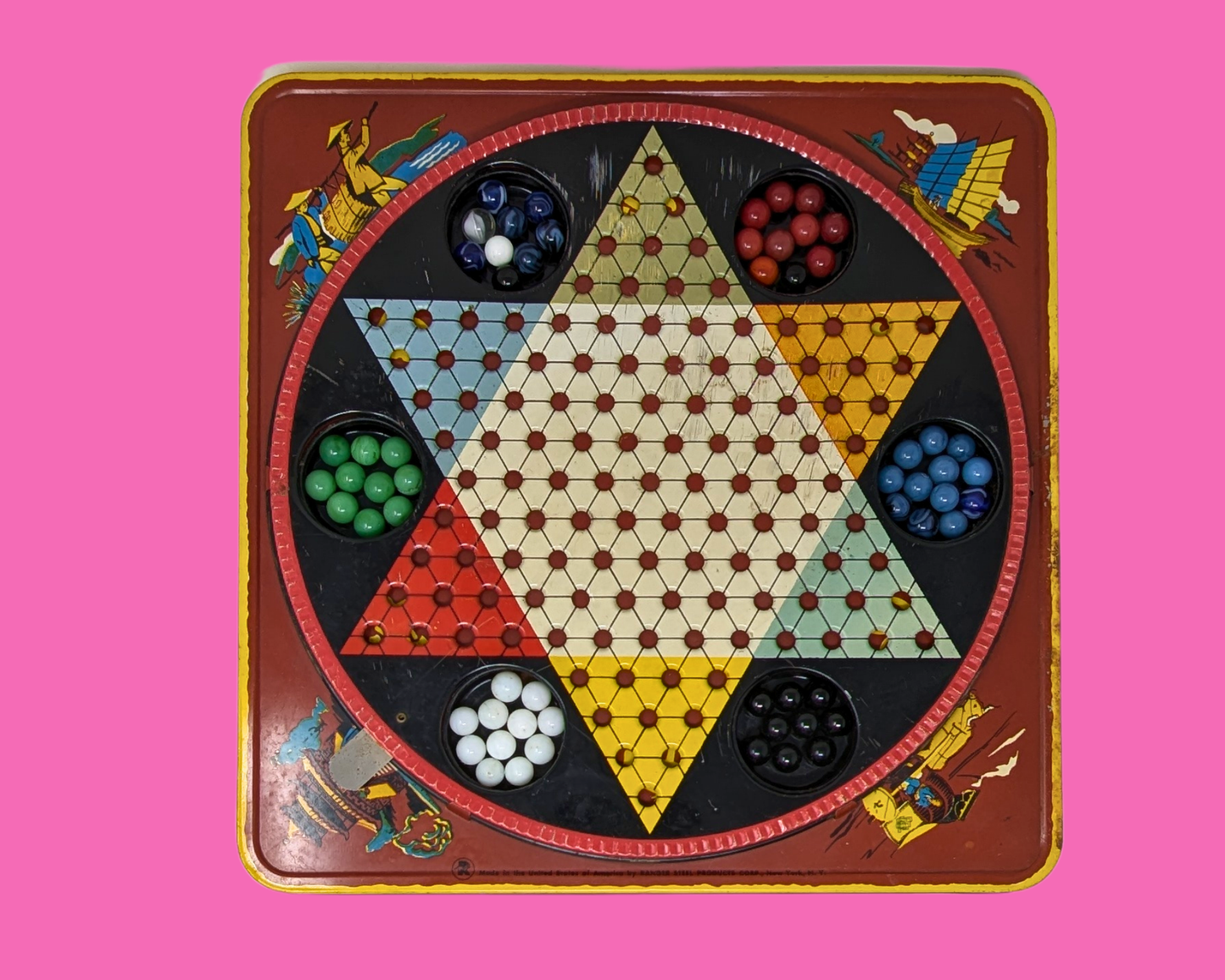 Vintage 1980's Chinese Checkers with Marbles