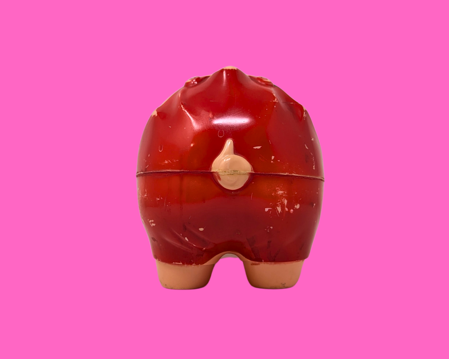 Vintage 1960's Pink, Plastic Piggy Bank, No Cap