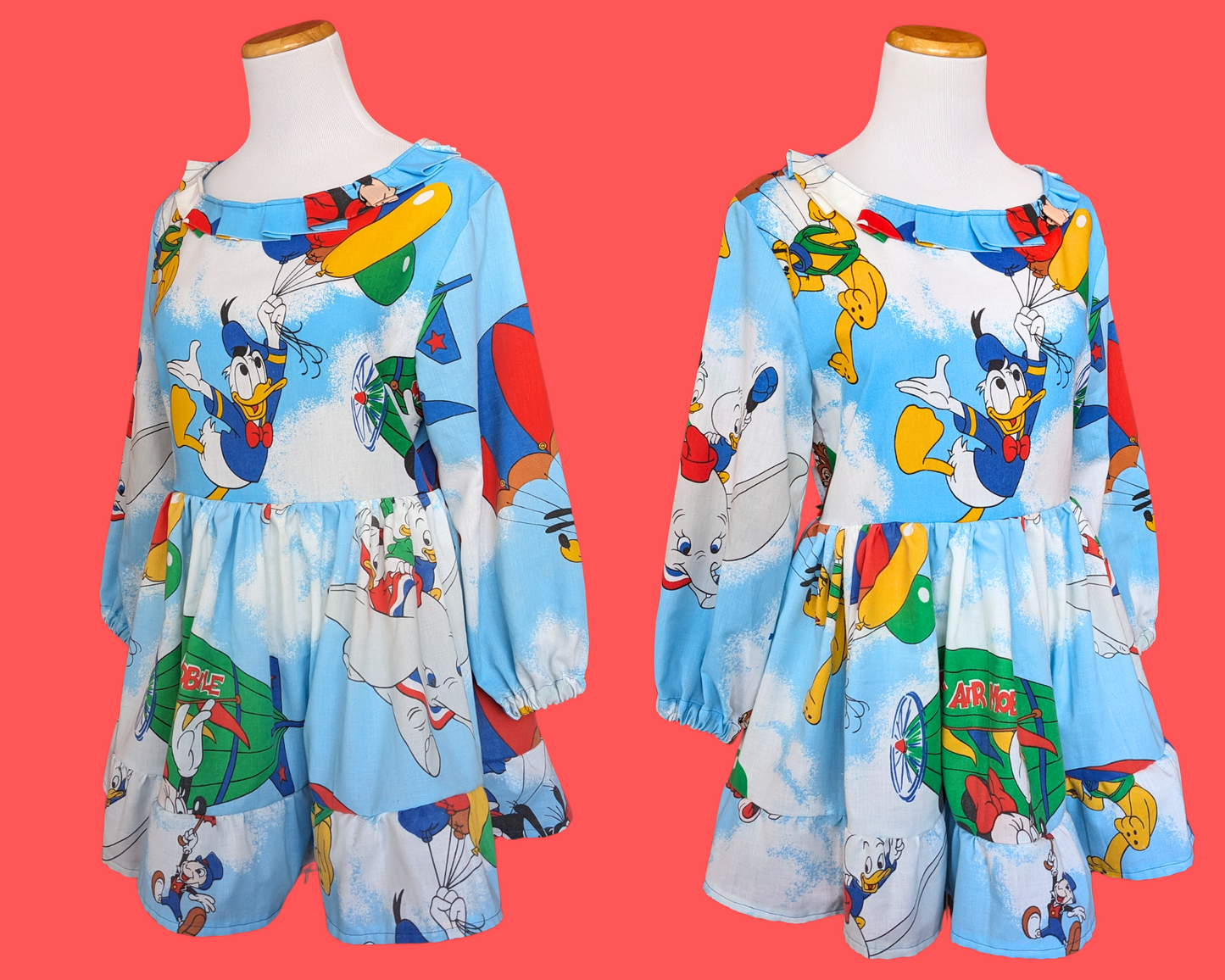 Handmade, Upcycled Vintage 1990's Mickey Mouse and Friends Disney Dress Fits Size S