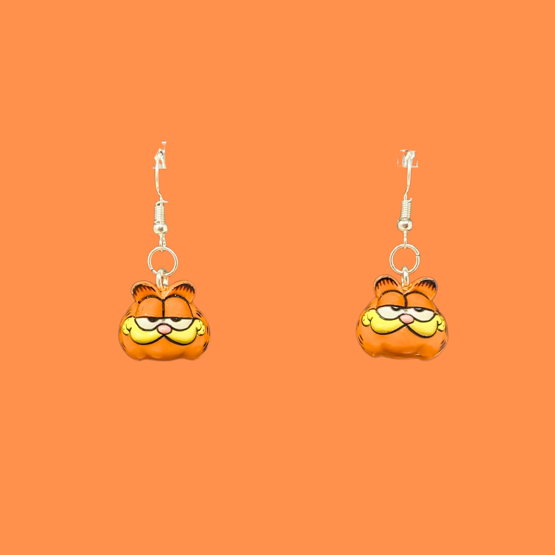 Handmade, Upcycled Garfield Earrings