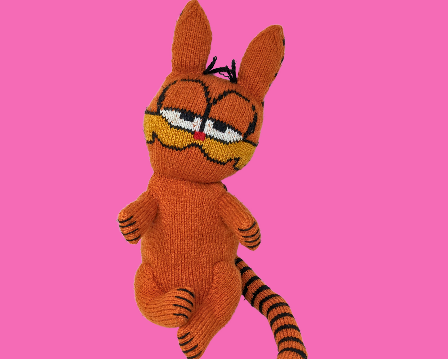 Vintage 1990's Handmade Crochet Garfield Plush Toy