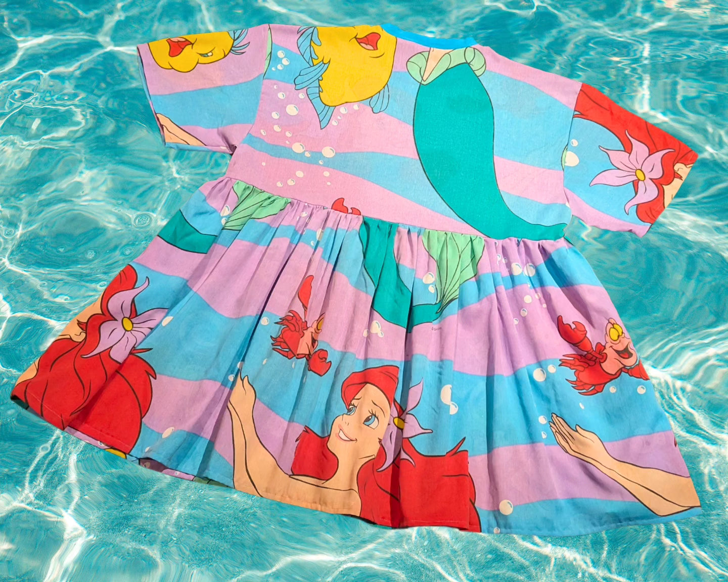 Handmade, Upcycled The Little Mermaid Bedsheet T-Shirt Dress Fits 2XL