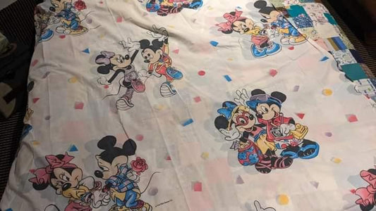 Custom Order for Jaymee - Handmade, Upcycled Vintage Mickey and Minnie on Vacation Bedsheet Dress Size XL