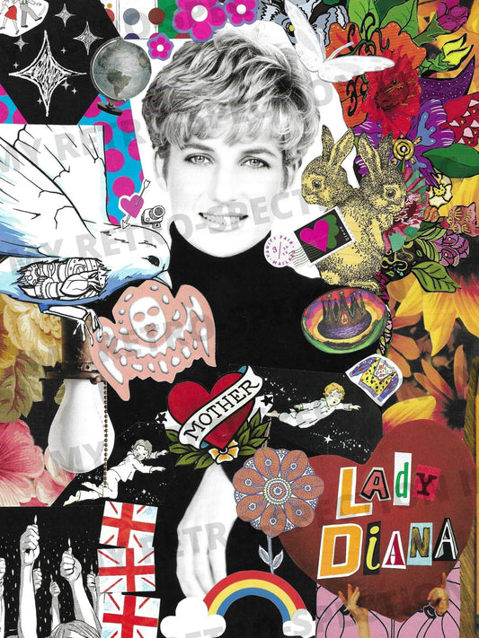 Print of Handmade Collage of Princess Diana